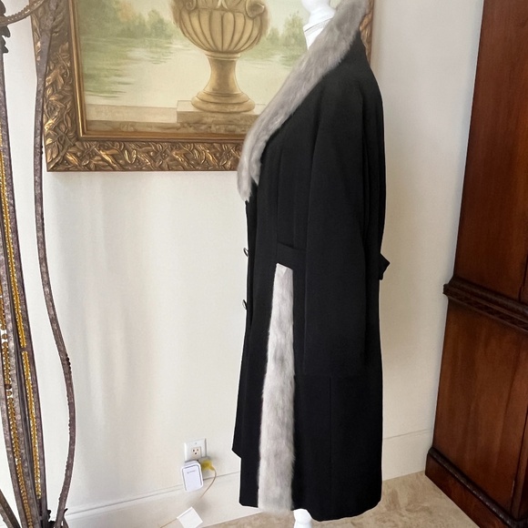 Vintage Large Kapmoor Wool Mink Black Coat Size L - Picture 13 of 15
